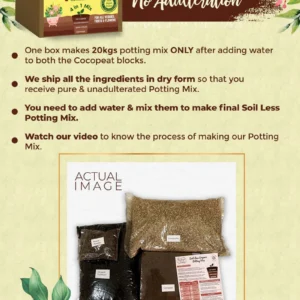 4 in 1 Soil less Potting Mix with Cocopeat, Vermiculite, Neem Powder & Fertilizer