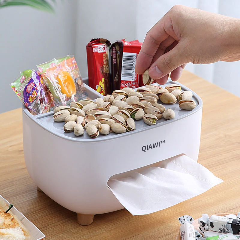 QIAWI™ Multifunctional Tissue Box, Double Layer Tissue Organizer with Storage 6 QIAWI™ Multifunctional Tissue Box, Double Layer Tissue Organizer with Storage