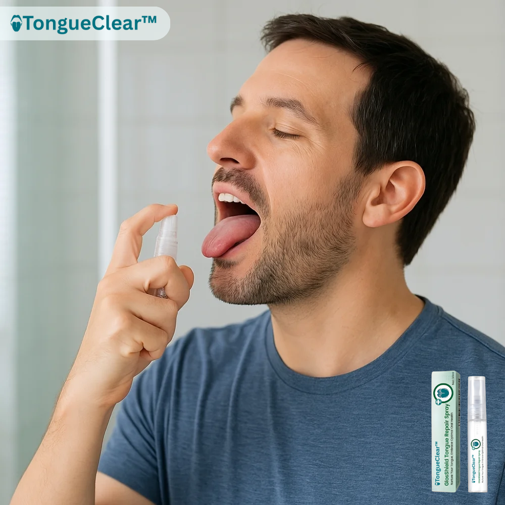 TongueClear™ | Relieves sore tongue and white coating image TongueClear™ | Relieves sore tongue and white coating