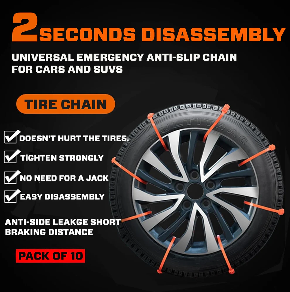SUPTRUCK™ Anti-Slip Snow Tire Zip Straps For Vehicles (10Pcs/Box) 7 SUPTRUCK™ Anti-Slip Snow Tire Zip Straps For Vehicles (10Pcs/Box)