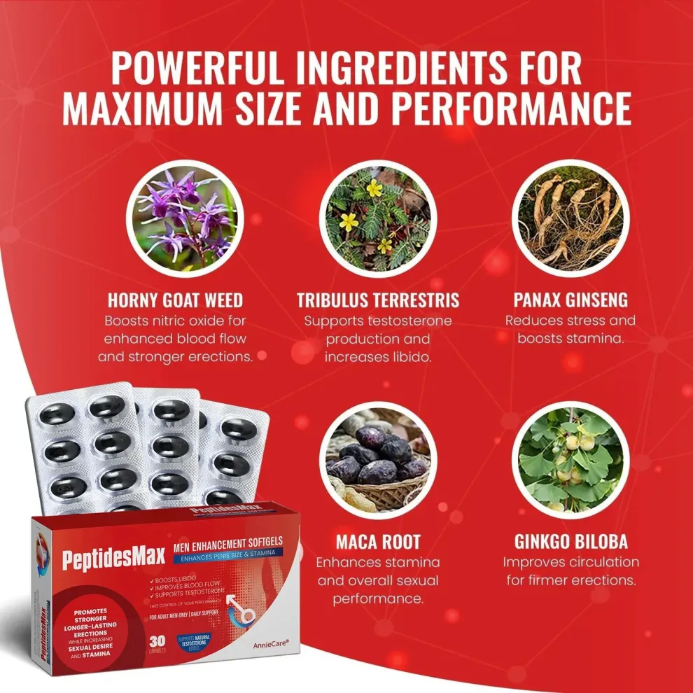 AnnieCare® Peptidesmax Men Max Strength and Vitality Softgels image AnnieCare® Peptidesmax Men Max Strength and Vitality Softgels